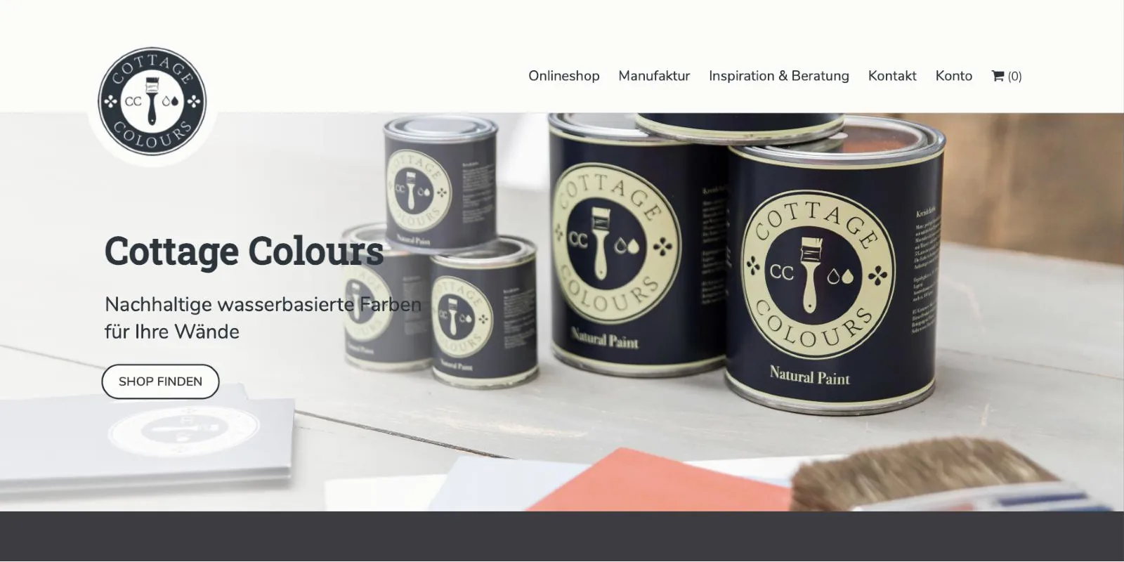 Screenshot der Website Cottage Colours