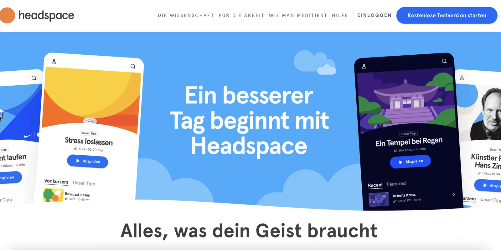 Screenshot der Headspace App